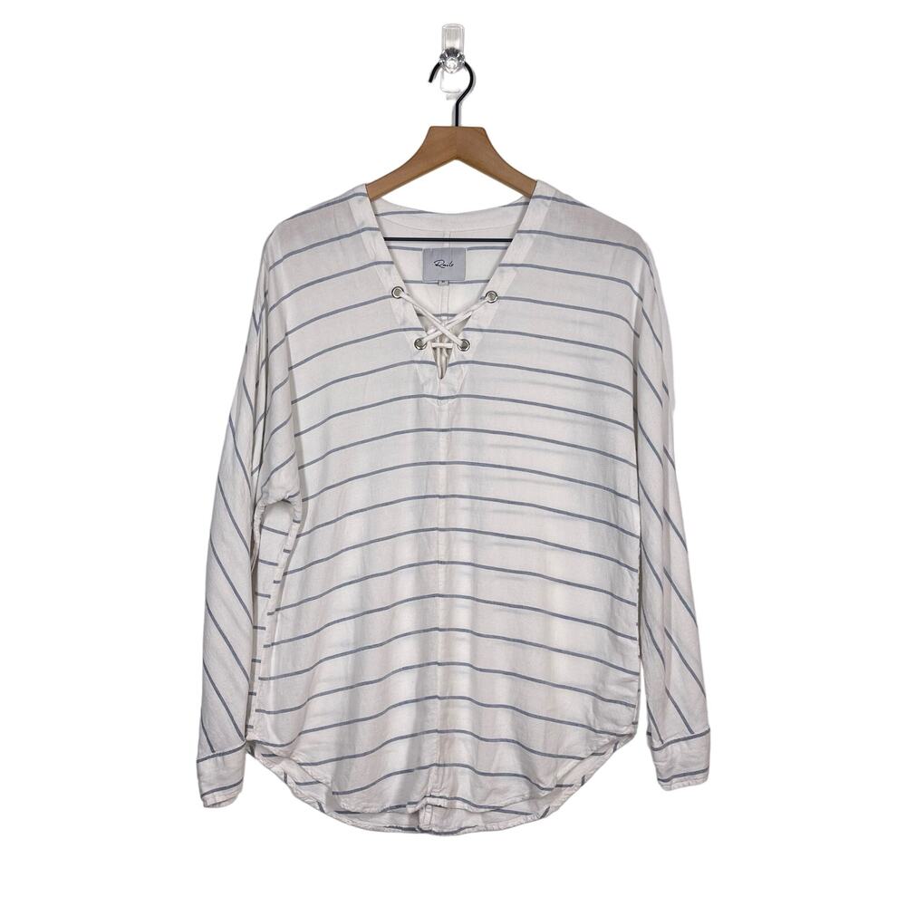 Rails Blouse Women's Size Medium White‎ Lily Positano Striped Long Sleeve Top